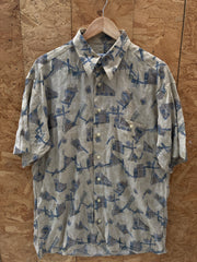 Vintage 90s Paul R Smith beige abstract pattern short sleeve shirt size large