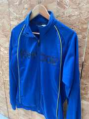Reebok Track Jacket Blue Yellow Logo Full Zip Men's Size M