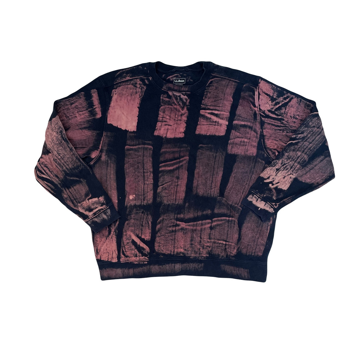 Vintage L.L.Bean XL Bleached Tie-Dye Sweatshirt Pullover Black Pink Men's