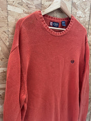 Vintage Chaps Men's XL Orange Slouchy Crew Neck Long Sleeve Cotton Sweater
