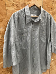 Vintage 90s sheer silk grey short sleeve shirt size 45/XXL by Henry Morell