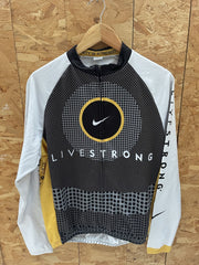 Nike Livestrong Cycling Jersey Long Sleeve XL White Yellow Black Men's
