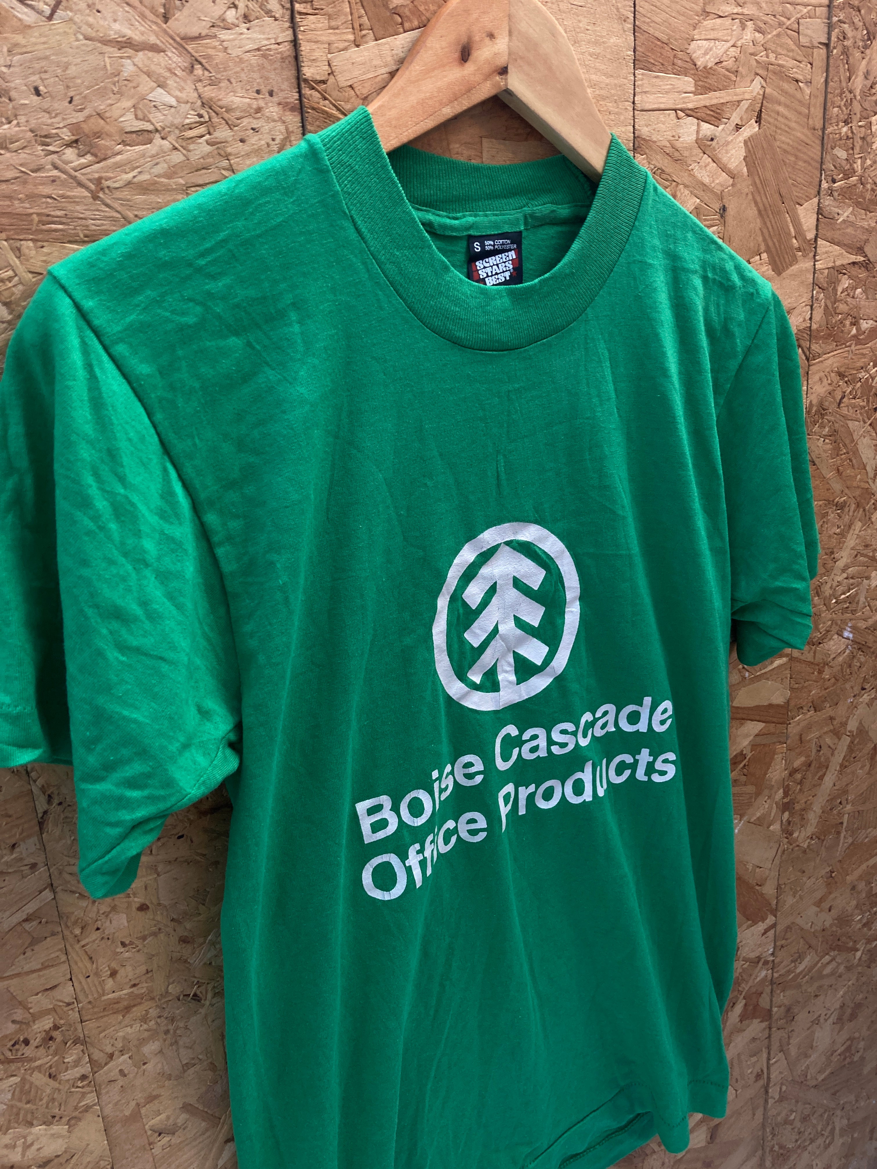 Vintage 80s Boise cascade quirky green single stitch t-shirt size small