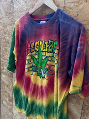 Vintage 90s red yellow green Legalize Cannabis souvenir tie dye t-shirt size XL