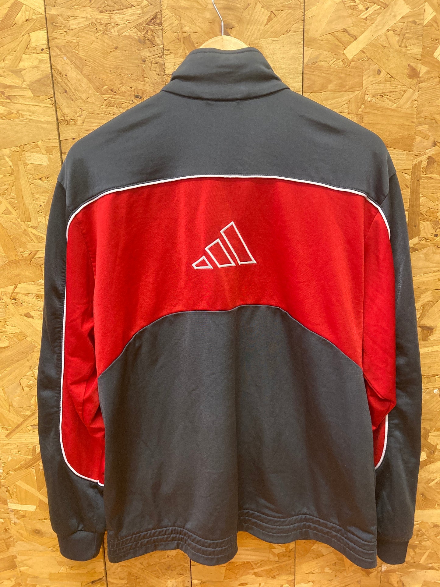 Vintage 90s Adidas zip track top grey white red size 41/42 Large