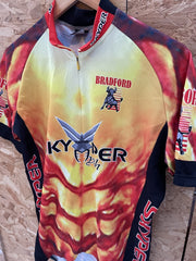 BCM Cycling Jersey Short Sleeve Men's Size 6 Red Yellow Flame Skypier Bradford