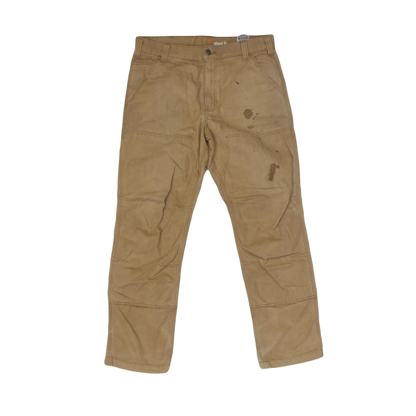 Vintage 90s distressed worn Carhartt double knee beige heavy cotton canvas duck weave workwear carpe