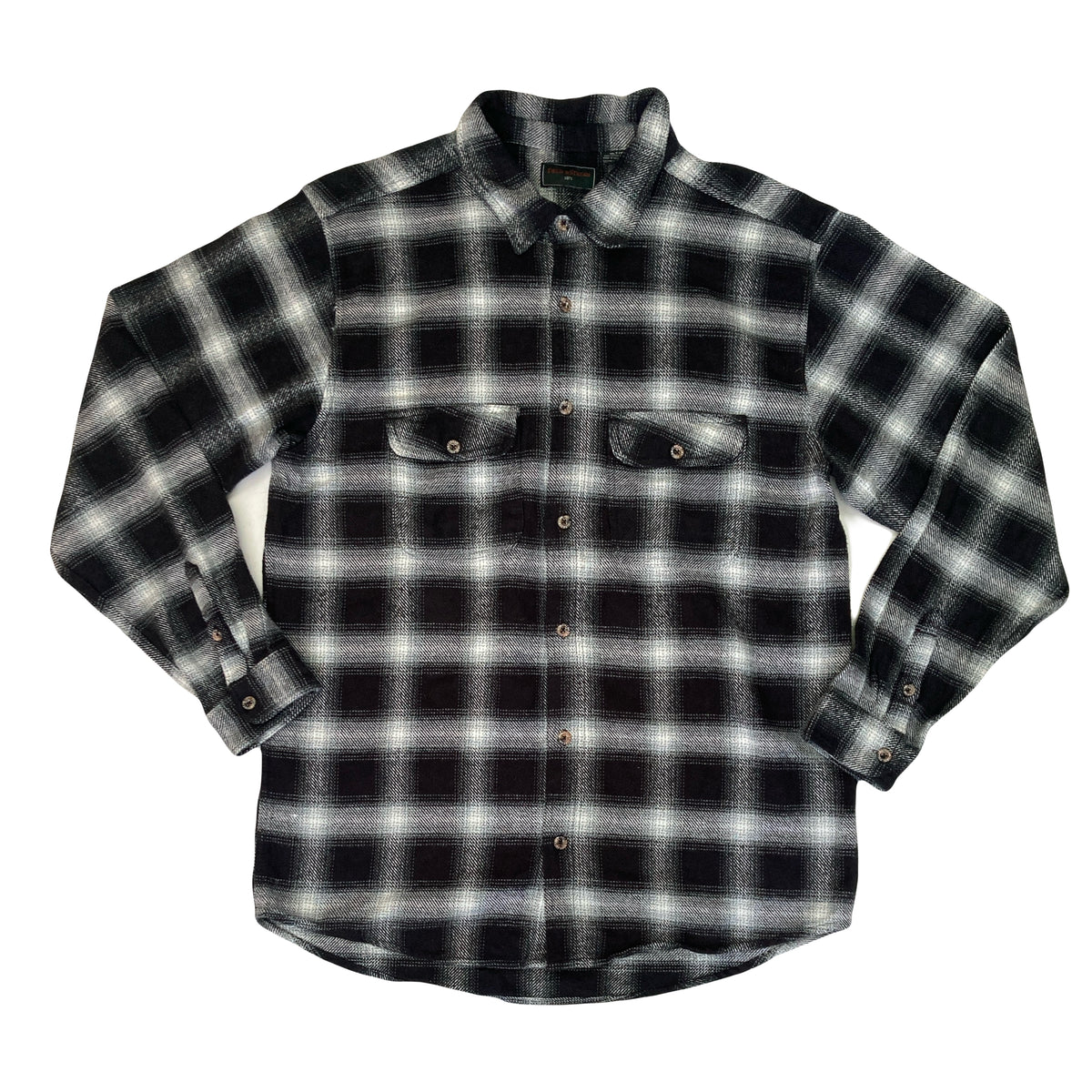 Vintage Y2K black & white fuzzy check heavy cotton shirt size XL