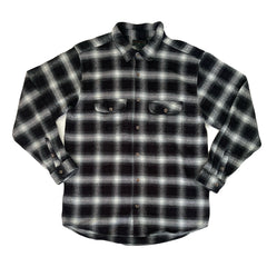 Vintage Y2K black & white fuzzy check heavy cotton shirt size XL
