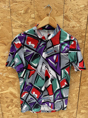 Vintage Helvetia Swiss Team Cycling Jersey Shirt Multi-Color Abstract Print L