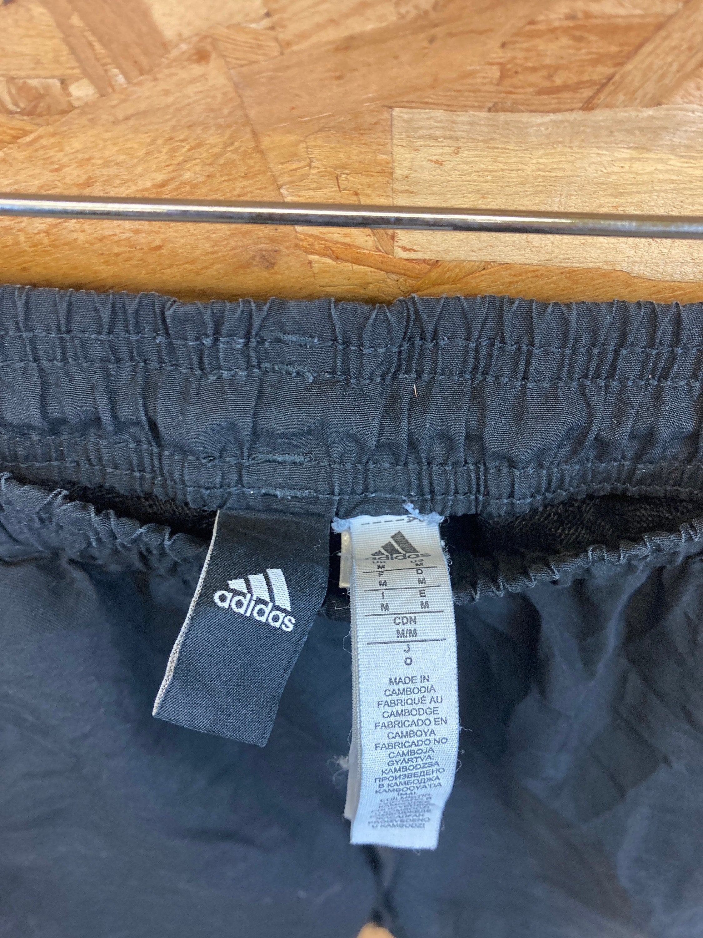 Vintage Y2K Adidas spell out black white swim summer shorts size medium
