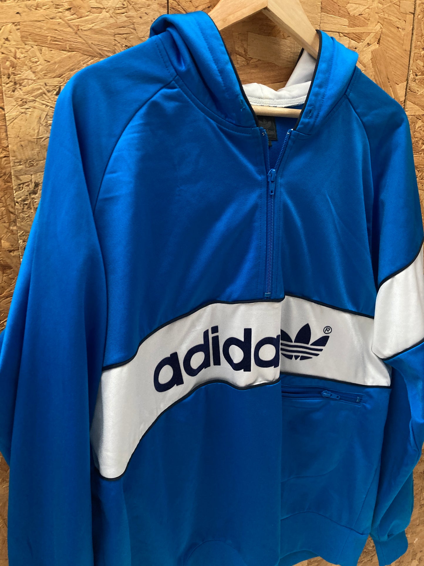 Vintage Y2K blue white spellout quarter zip hoodie size XL by Adidas