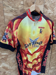 BCM Cycling Jersey Short Sleeve Men's Size 6 Red Yellow Flame Skypier Bradford