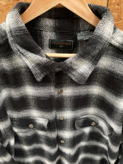 Vintage Y2K black & white fuzzy check heavy cotton shirt size XL