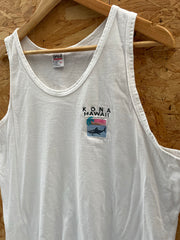 Vintage Kona Hawaii Tank Top XL White Single Stitch Sleeveless T-shirt