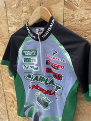 Vintage 3 Face Pinarello Racing Team Cycling Jersey Green Black Size M