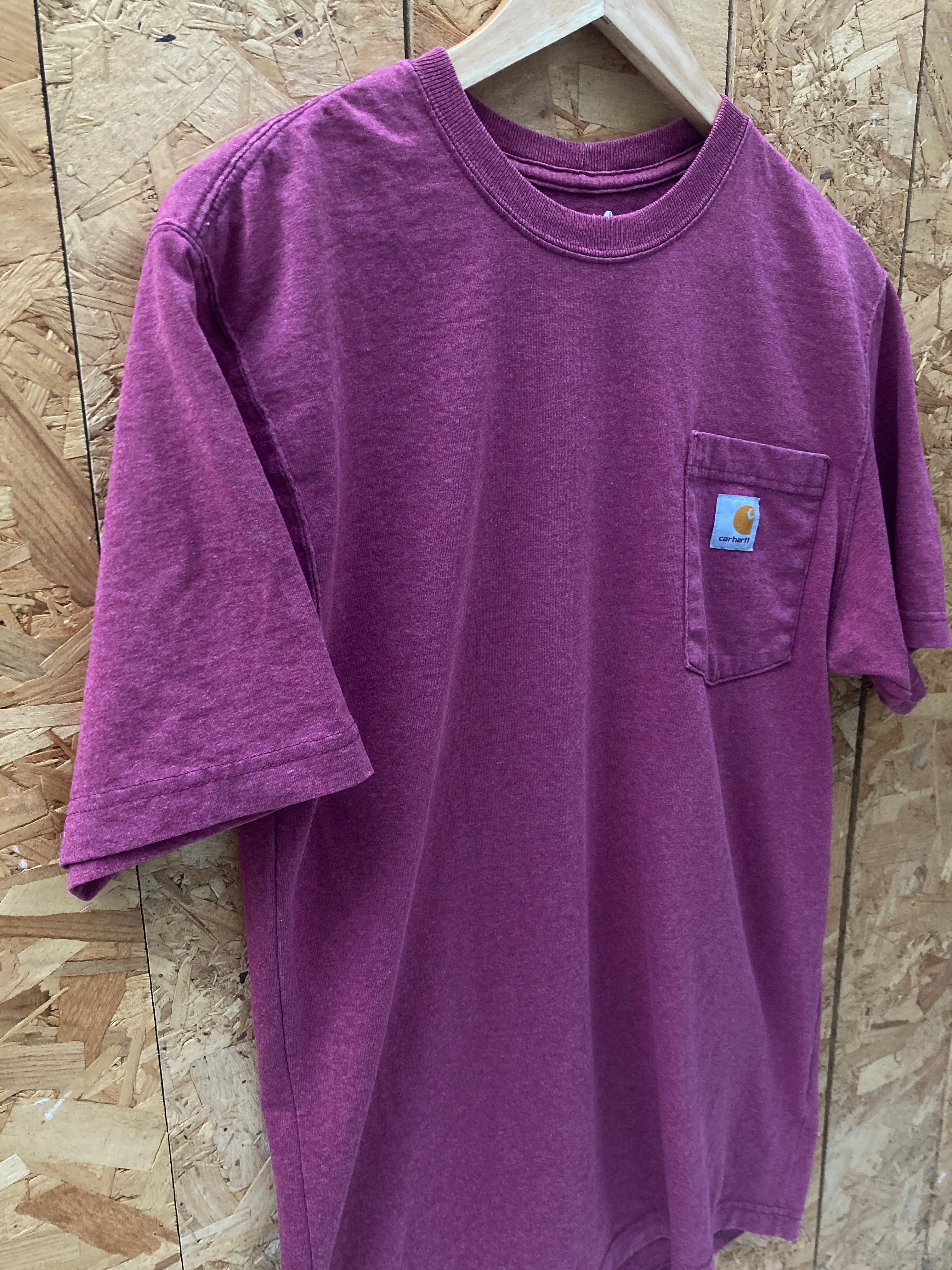 Vintage 90s Carhartt heather burgundy pocket logo t-shirt size small boxy fit