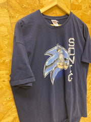Vintage 90s Sonic The Hedgehog game retro gaming souvenir navy blue t shirt size  3XL