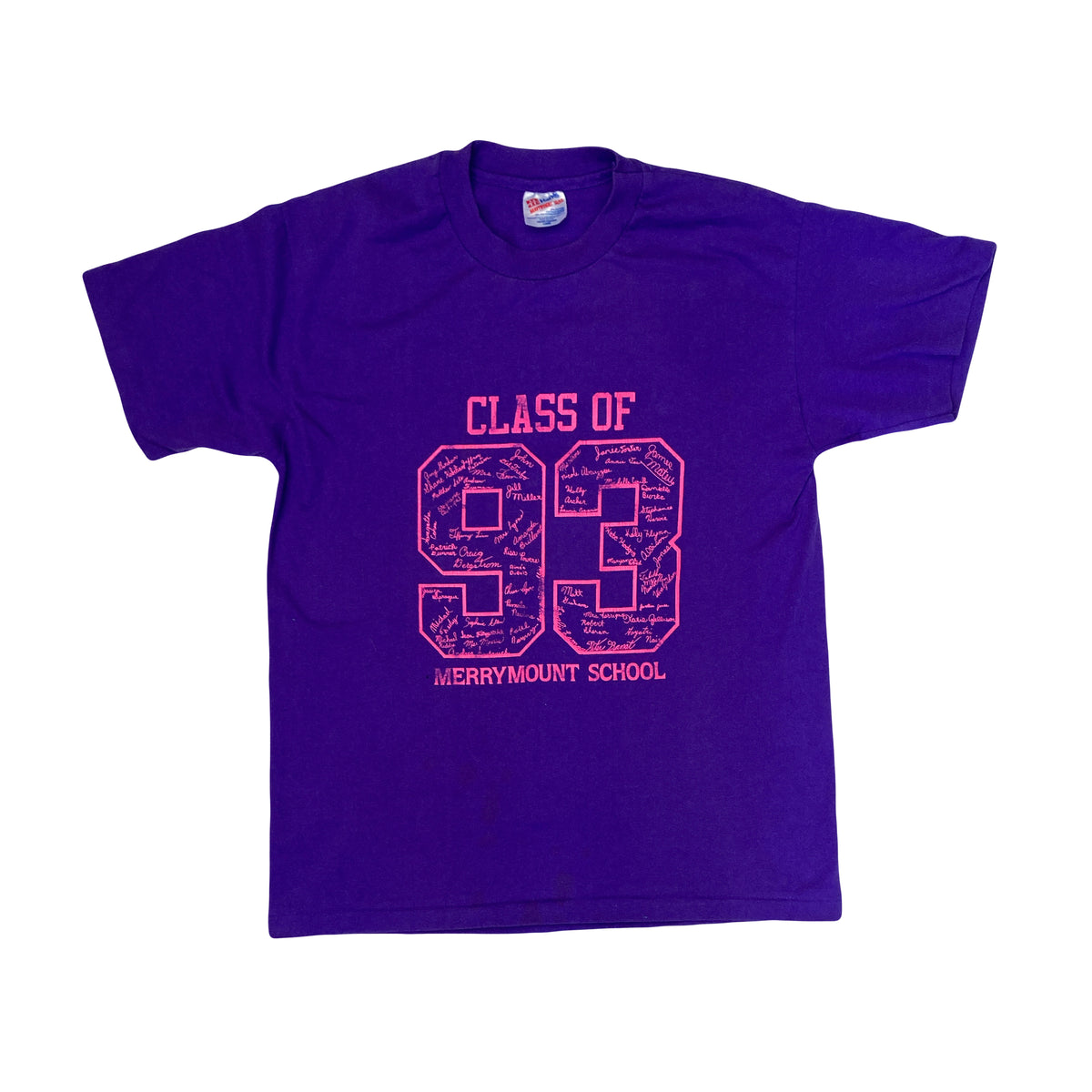 Vintage 93 class of Merrymount souvenir single stitch purple t-shirt size large