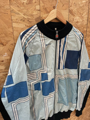 Vintage Santini Geometric Cycle Track Jacket Blue/White/Navy L