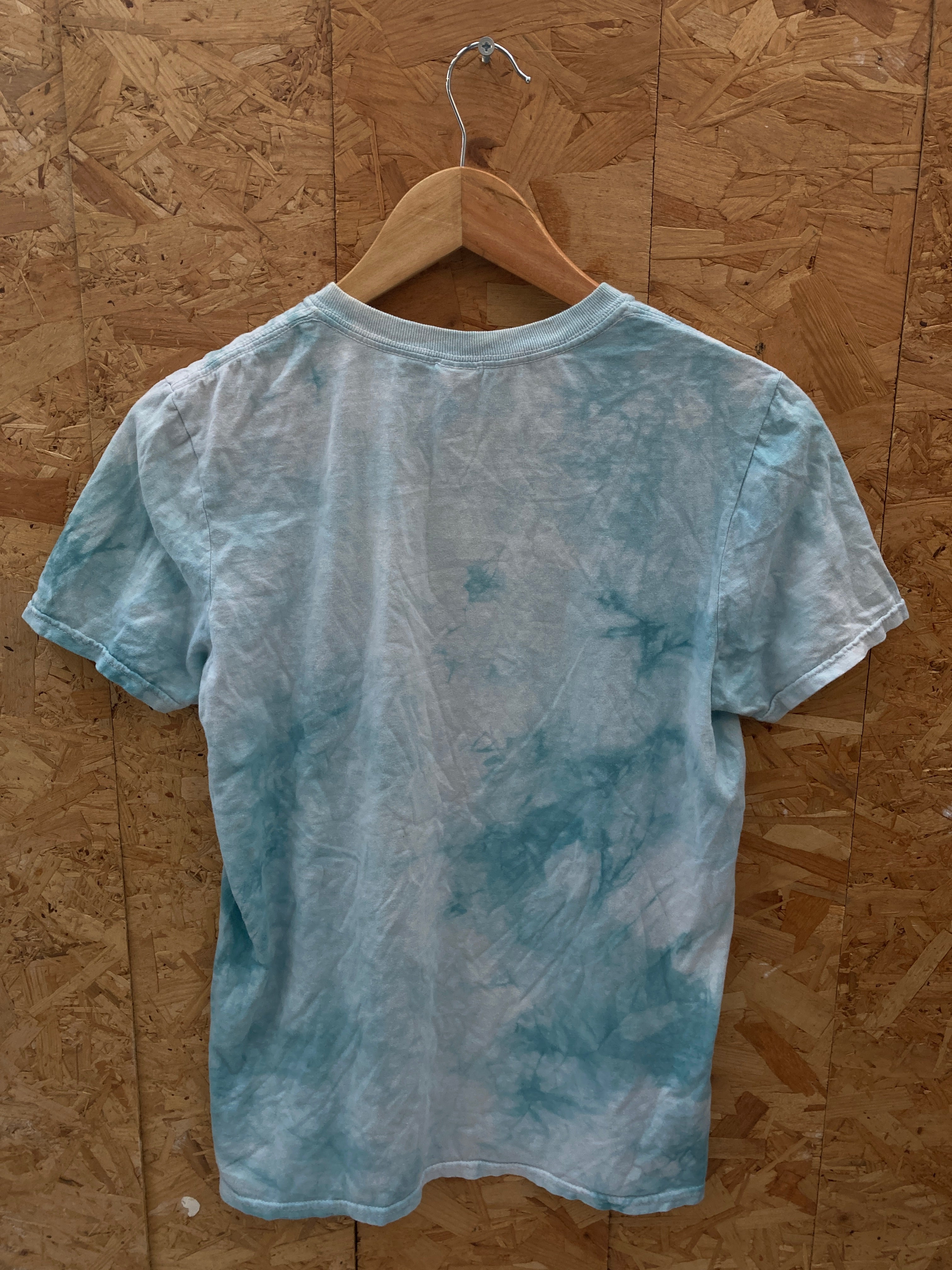Vintage Y2K blue tie-dye white realistic tiger animal print t-shirt size small