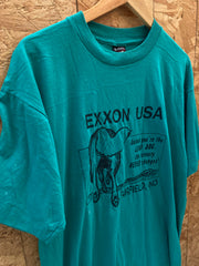 Vintage 80s green Exxon USA Fairfield dog single stitch souvenir t-shirt size XL