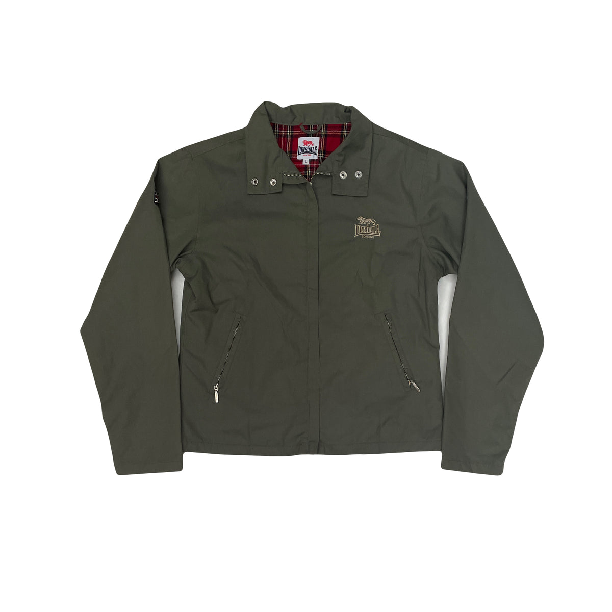 Vintage Lonsdale London Mod Jacket Green Plaid Lined Full Zip Women's Size L