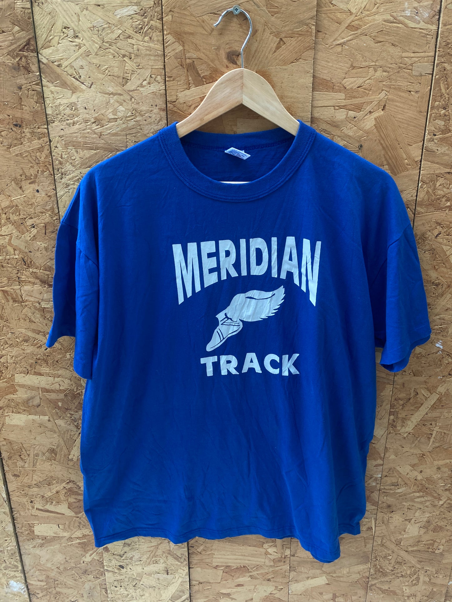 Vintage 80s Meridian Track single stitch t-shirt size large by Russel Athletic