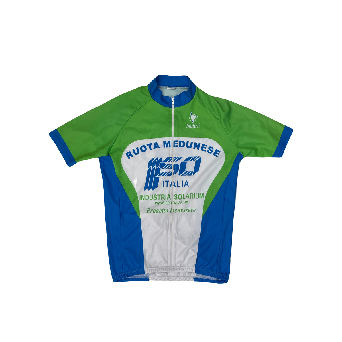 Nalini Cycling Jersey Short Sleeve Green Blue White Italy Men's Size L