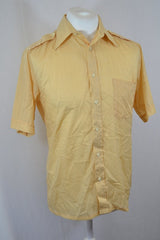 Vintage 90s pastel yellow pinstripe short sleeve captains shirt size medium