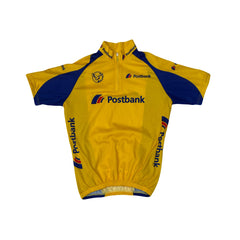 Postbank Cycling Jersey Yellow Blue Short Sleeve Zip Up Size 3