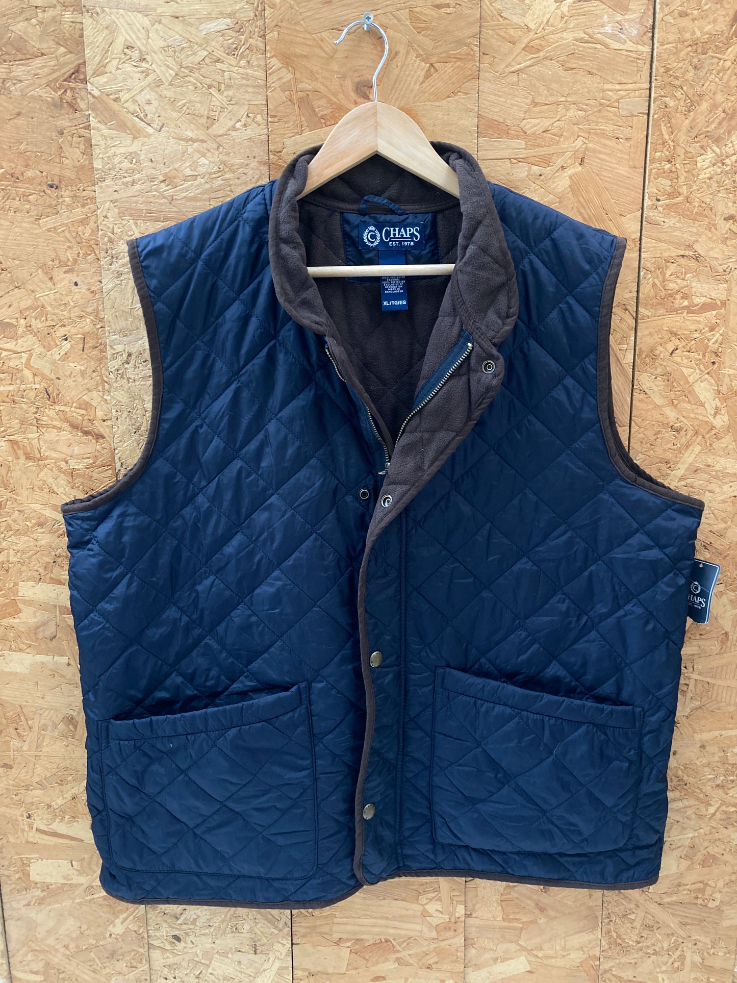 Vintage Y2K Chaps Ralph Lauren quilted fleece lined blue vest gilet size XL