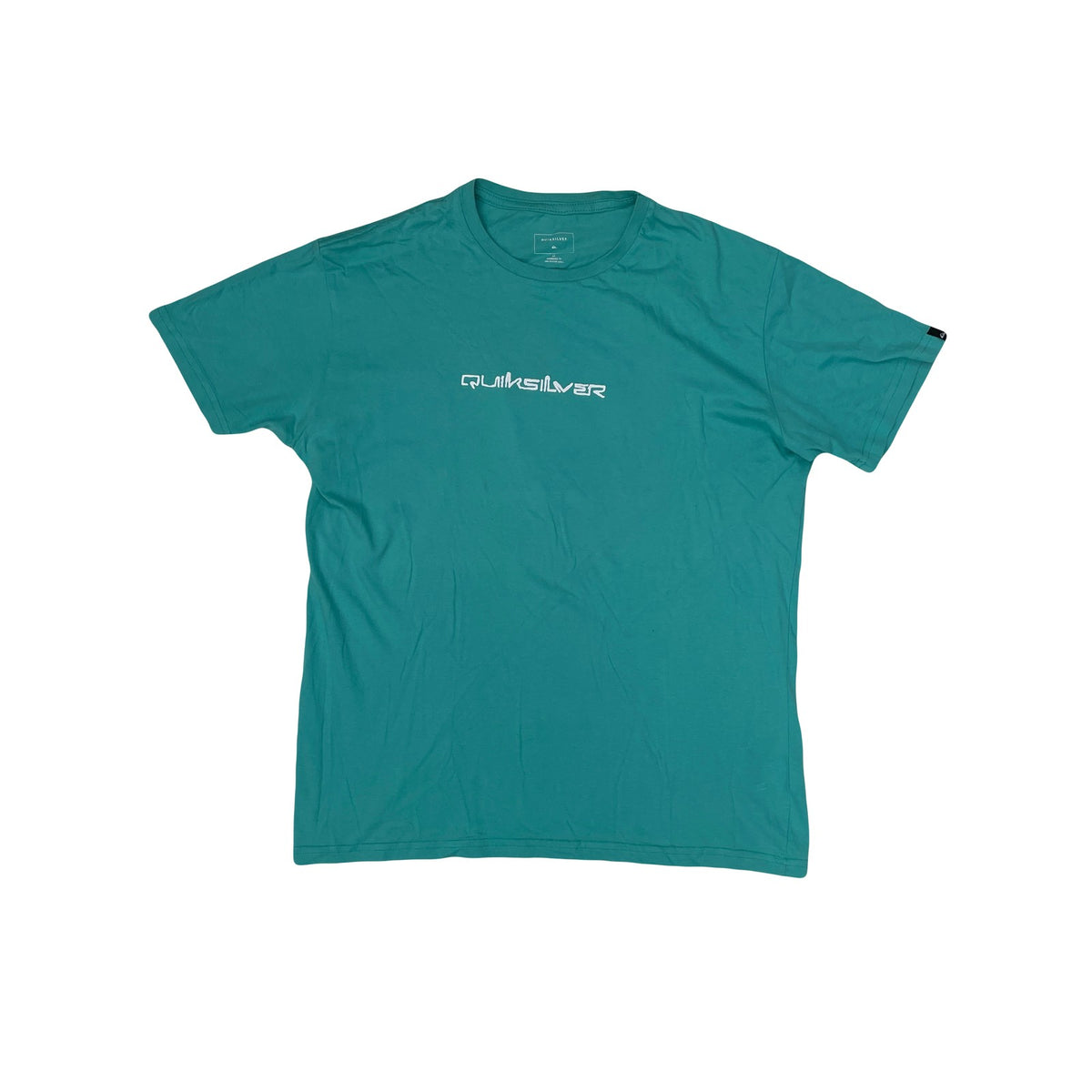 Vintage Y2K Quiksilver Men's Surf Skate T-Shirt Medium Teal Graphic