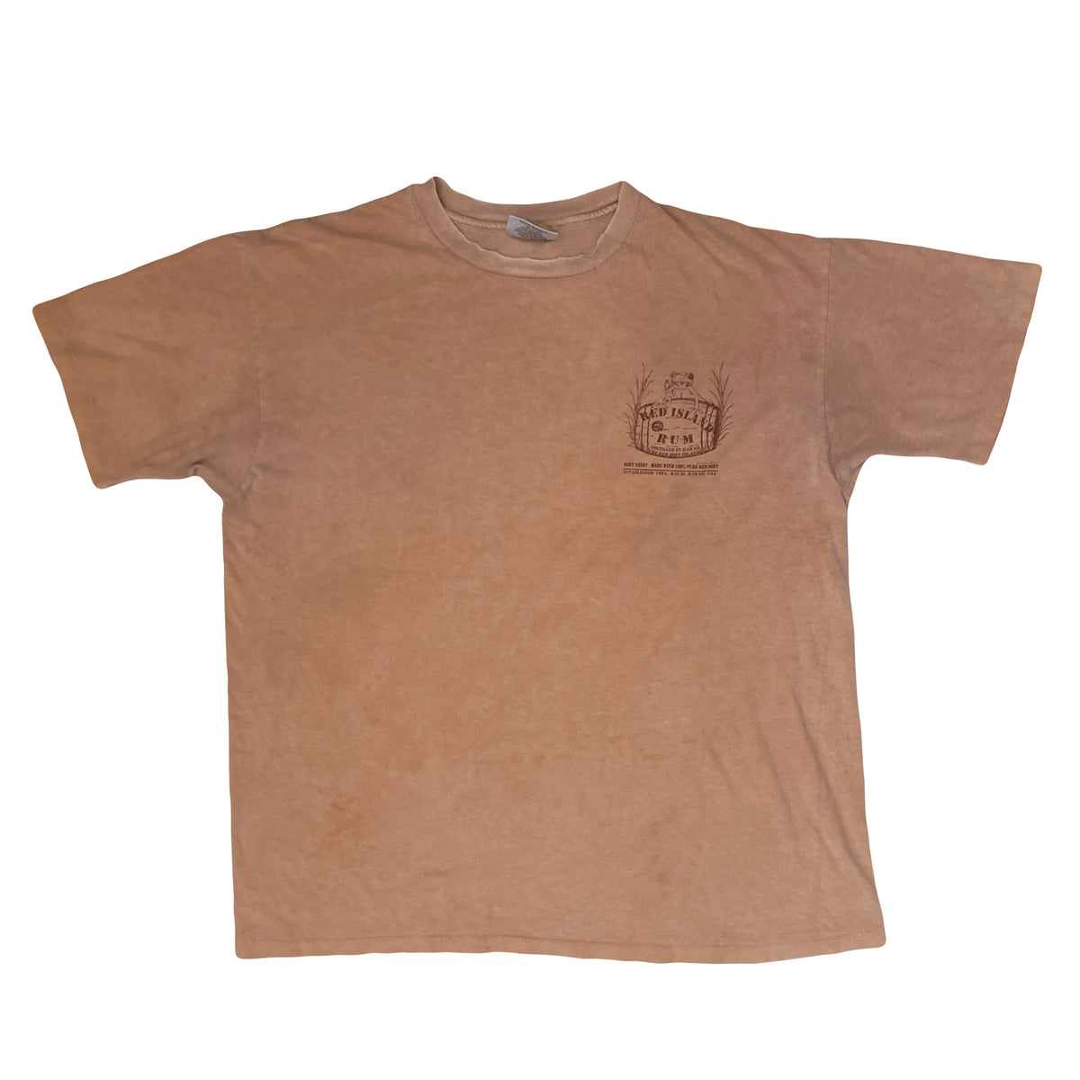 Vintage 90s salmon pink red island rum souvenir single stitch t-shirt size XXL