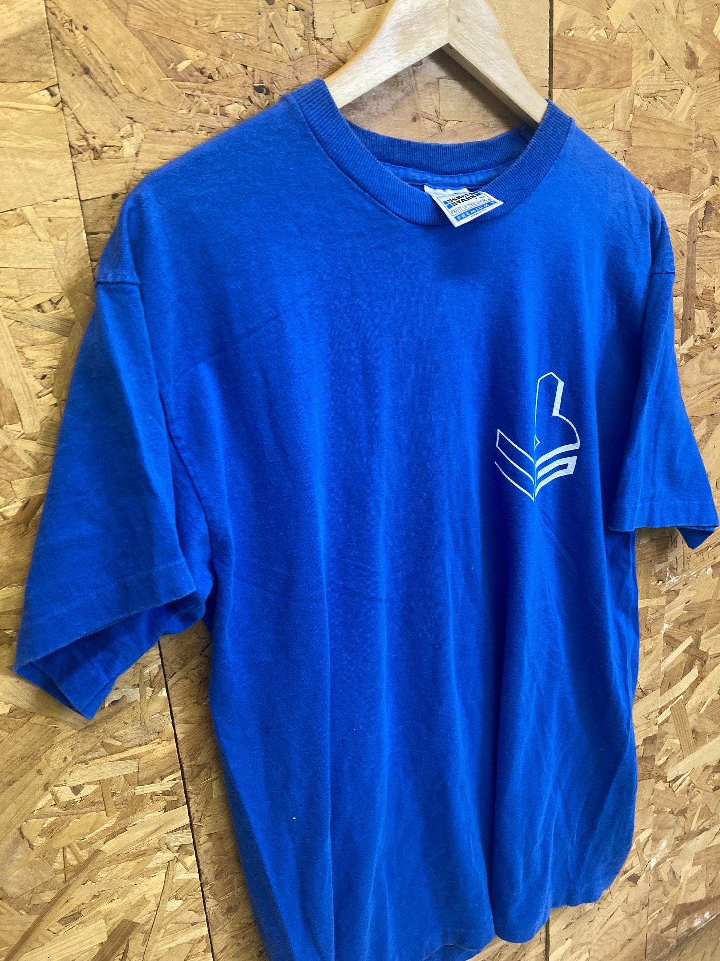 Vintage 80s STG gymnasium graffiti style blue single stitch t-shirt large