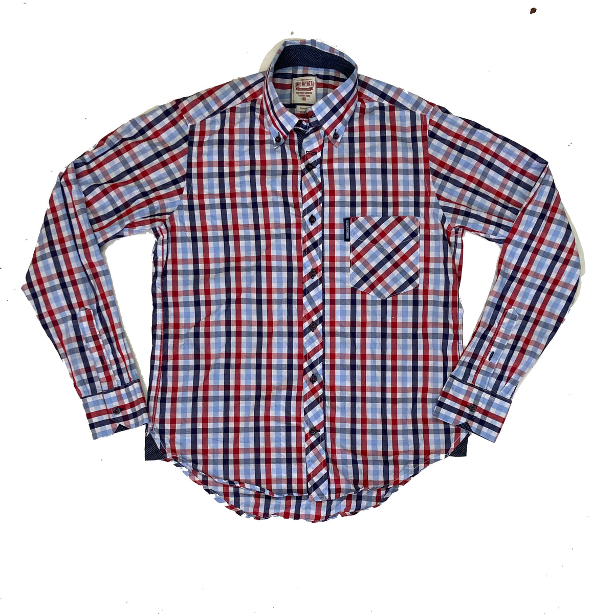 Vintage Y2K Lambretta blue red check mod britpop style shirt size small