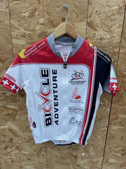 Bike Adventure Cycling Jersey Short Sleeve Adventure Red White Swiss Size S