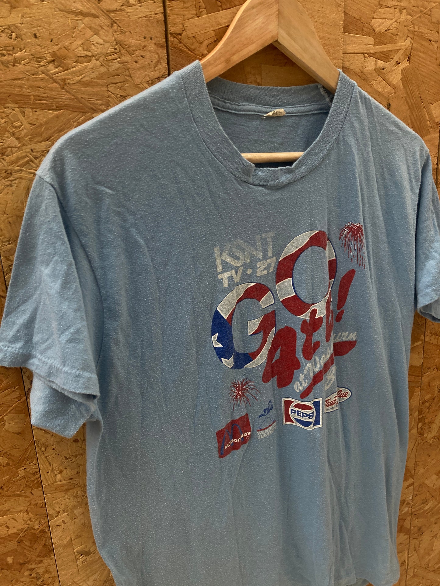 Vintage 80s souvenir independence day blue single stitch Pepsi t-shirt size XL