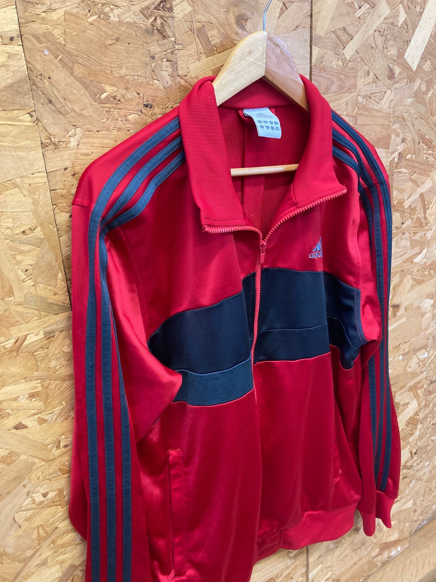 Vintage 90s Adidas red and grey panels stripes zip track top size 42/44 large