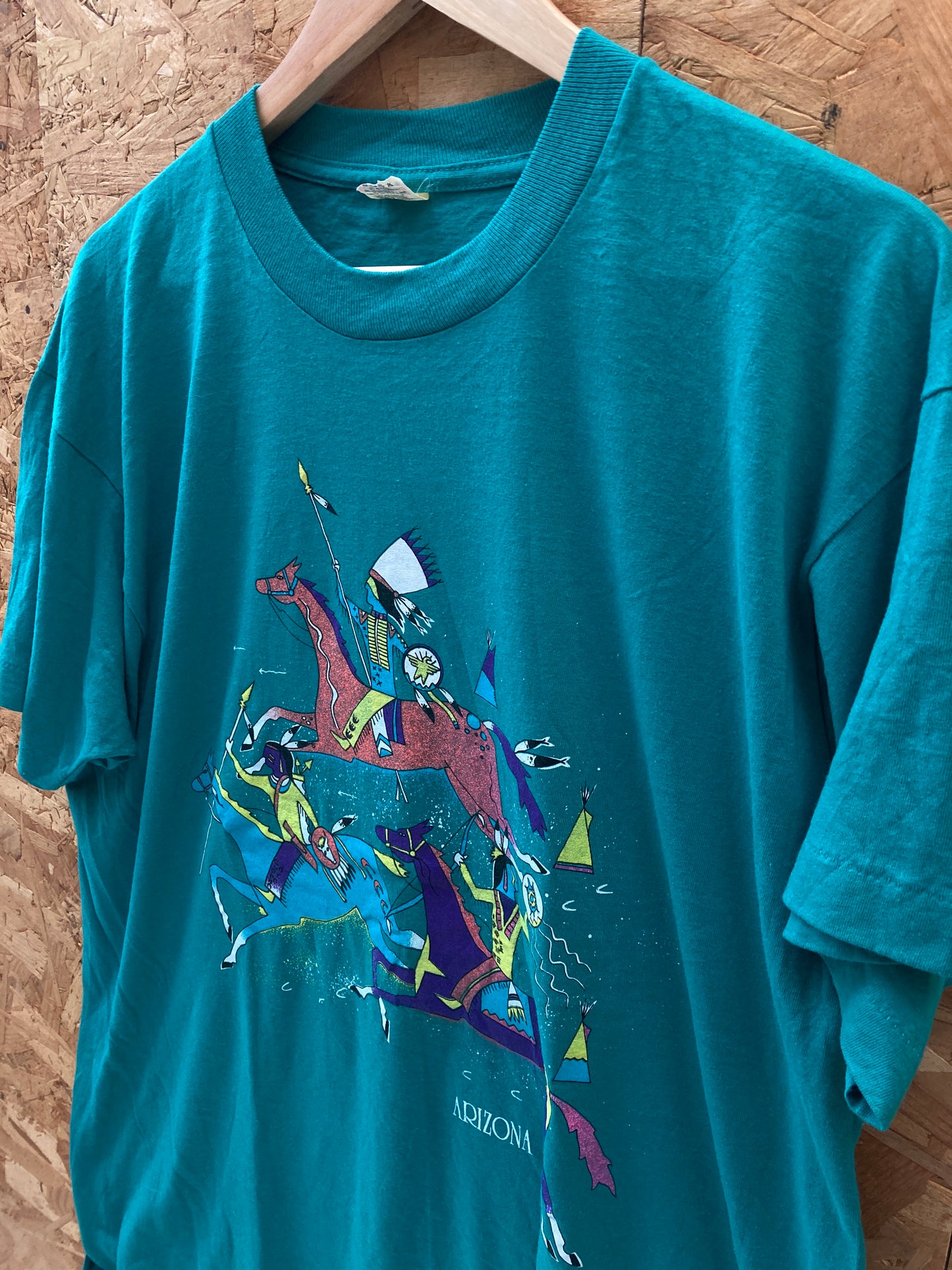 Vintage 90s turquoise Arizona native art souvenir single stitch t-shirt size XL