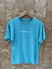 Vintage Y2K Quiksilver Men's Surf Skate T-Shirt Medium Teal Graphic