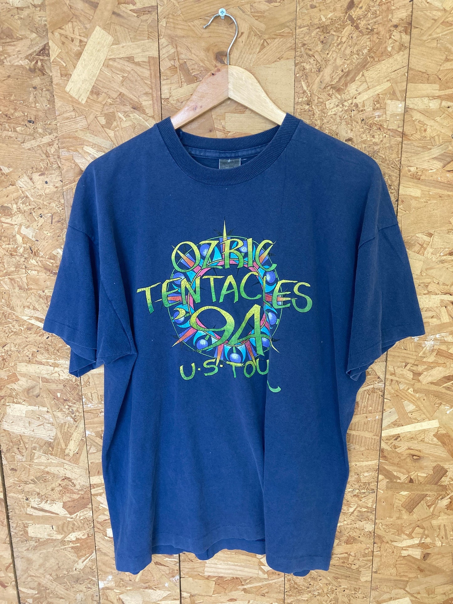 Vintage 94 Ozric Tentacles ultravision USA tour double sided navy blue t shirt size XL