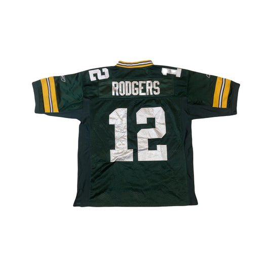 Vintage USA NFL Green Bay packers Aaron Rodgers 12 player jersey green yellow white size 48 by Reebo