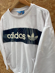 Adidas Crewneck Sweatshirt White Graphic Logo Size 8 UK Women's