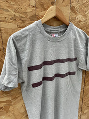 Vintage 90s Single Stitch Eagle USA Grey Double Stripe T-Shirt Size M