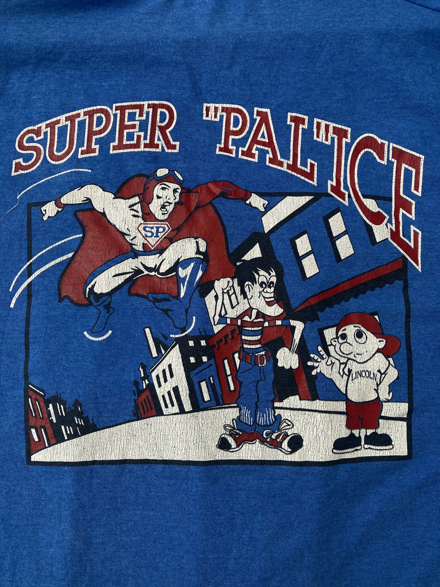 Vintage 90s Super Pal Ice blue & red single stitch souvenir t-shirt size large