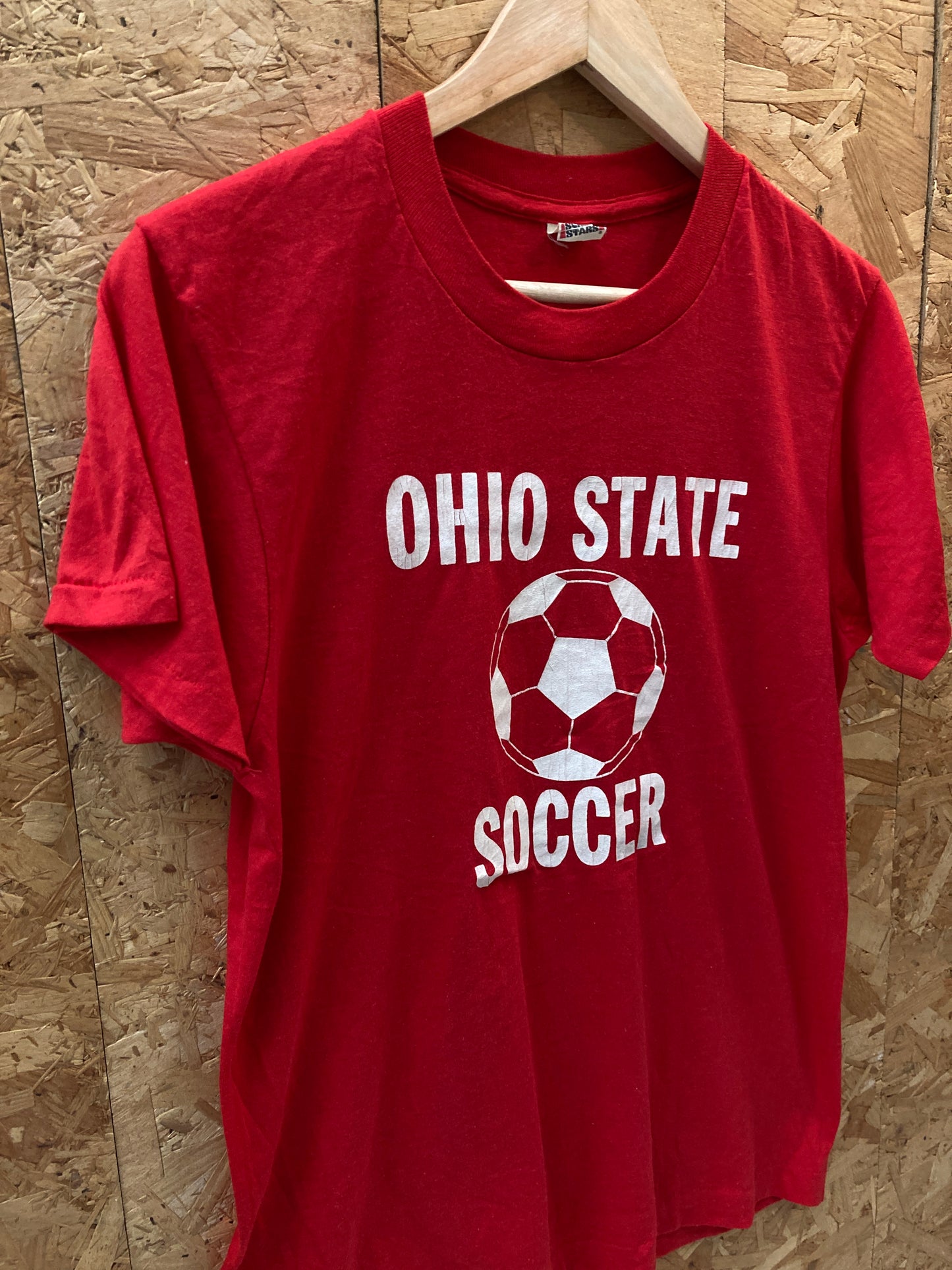 Vintage 80s Ohio State Soccer red souvenir single stitch t-shirt size medium