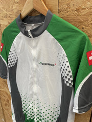 Twerenbold Cycling Jersey XL Green White Grey Short Sleeve Full Zip Bike Shirt