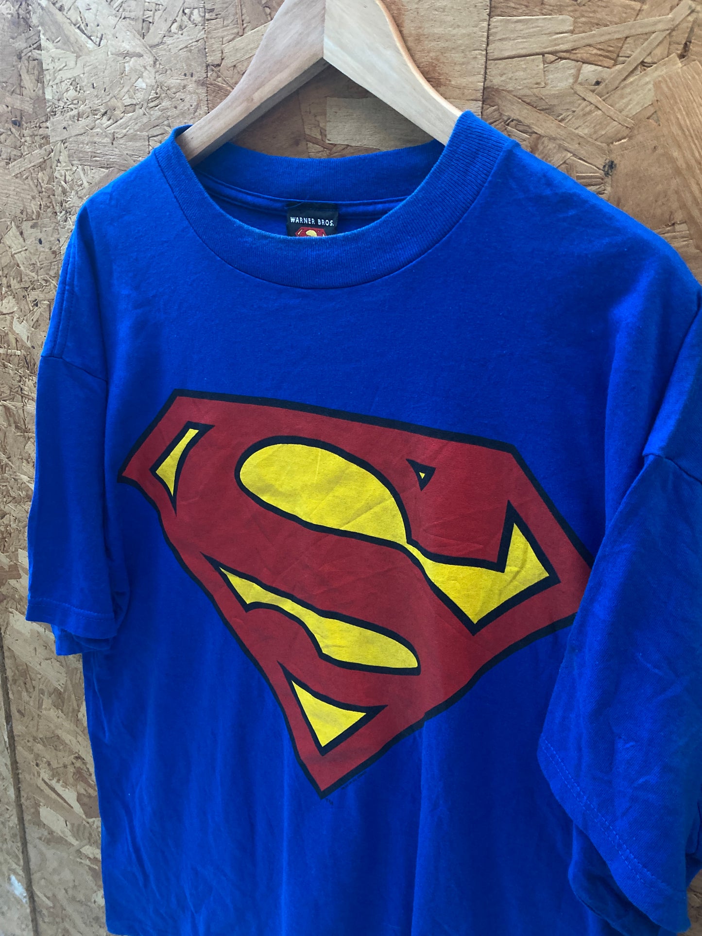 Vintage Y2K blue Superman S logo t-shirt size XL by DC Comics