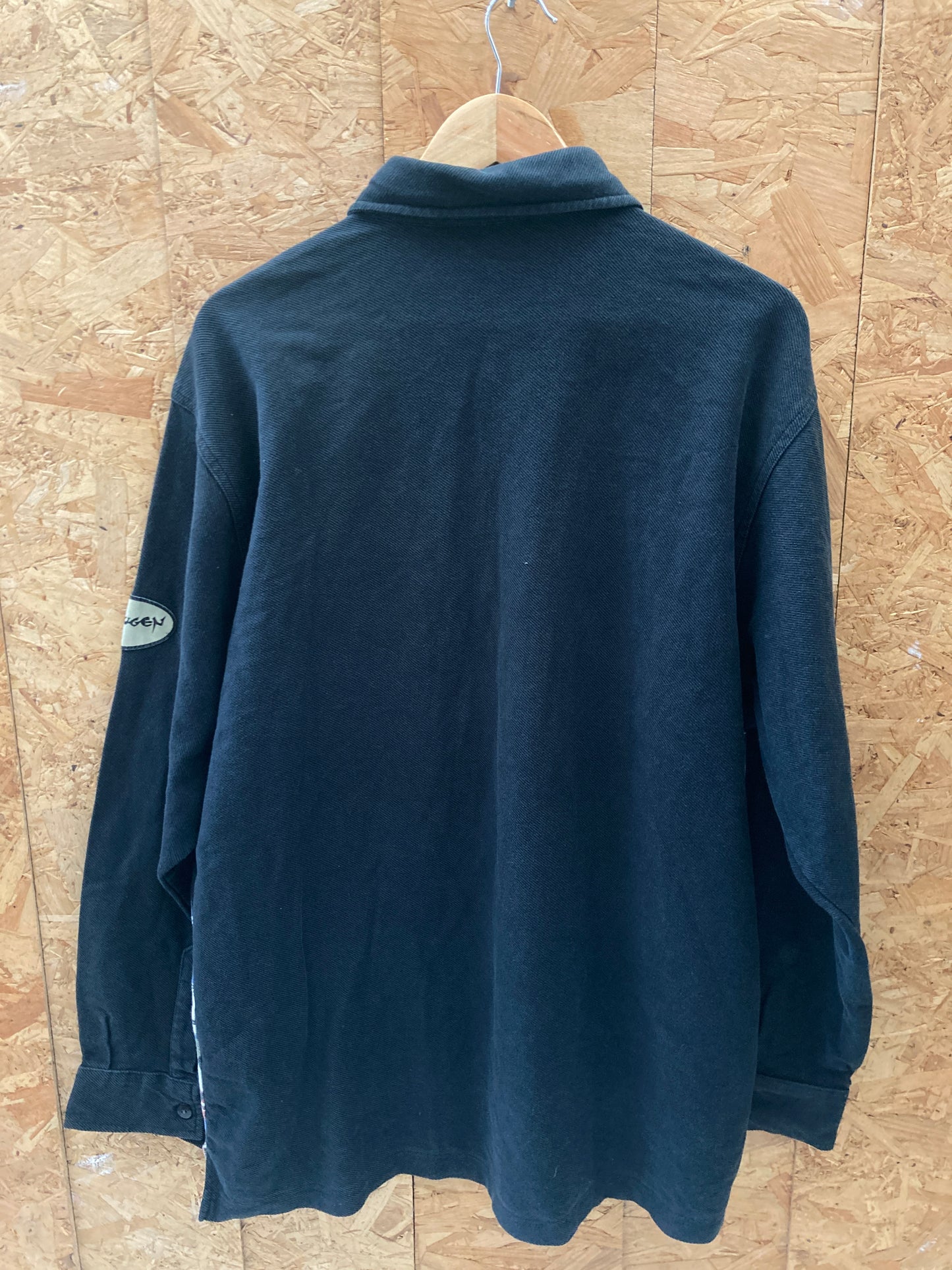 Vintage 90s Aztec stripe & panel black long sleeve shirt size XXL by Rockugen